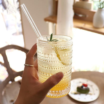ZOOFOX Set of 6 Vintage Drinking Glasses, 13 oz Clear Hobnail Glasses Tumbler - Image 4