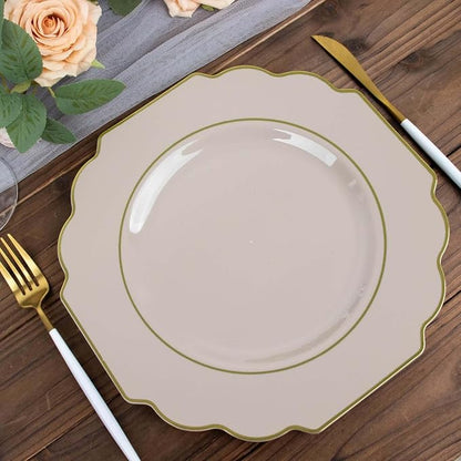 Taupe Hard Plastic Dinner Plates, 50 Pack 11" Disposable Round Baroque Plates - Image 9