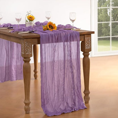 DeZerlor Purple Cheesecloth Table Runners 10 Pack Summer Boho Runners | - Image 6