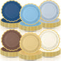 96 Pcs Blue Brown Paper Plates 9 Inch Gradient Scalloped Paper Plates Disposable Dinner Dessert for Birthday Wedding Bridal Party Supplies, 6 Colors