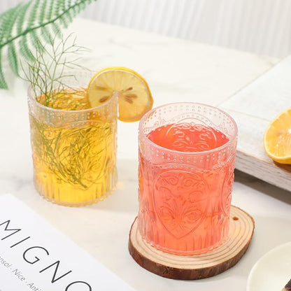 Qinyoung 48 Plastic Vintage Drinking Glasses 8.5oz Stemless Retro Embossed Wine - Image 6