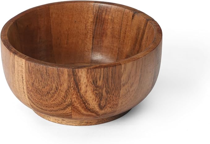 Acacia Wood Round Serving Bowls Set of 4 U Shape - Image 8