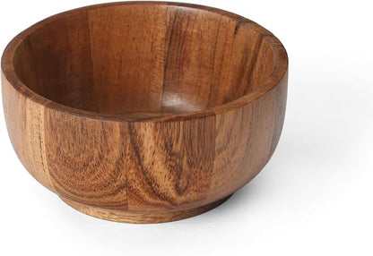 Acacia Wood Round Serving Bowls Set of 4 U Shape - Image 8