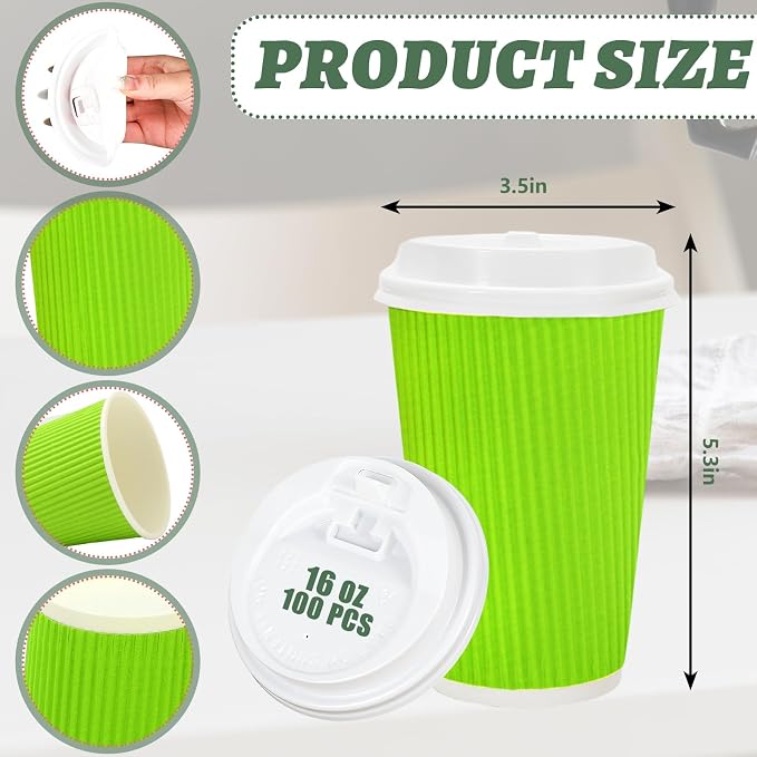 Whaline 100 Pcs Neon Color Disposable Coffee Cups - Image 2