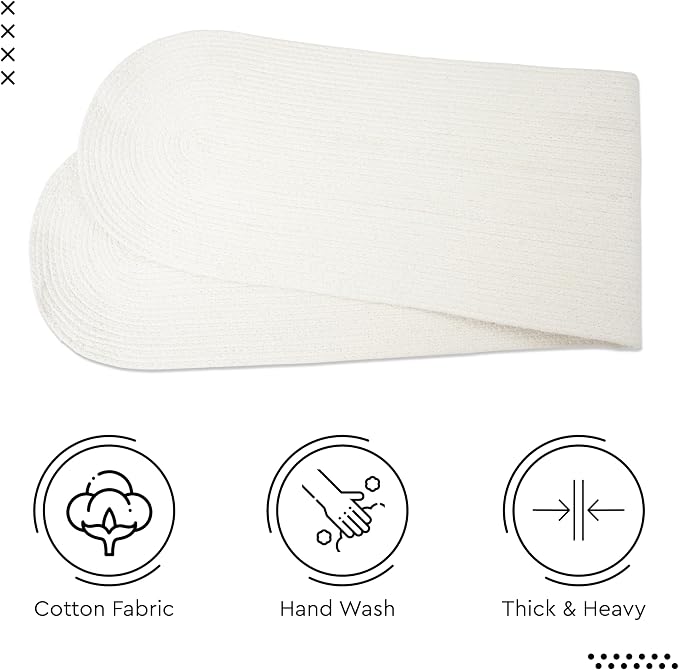 Encasa XO Dining Table Runner, Handmade Ribbed Cotton 12"x54" Off White | 100% - Image 5