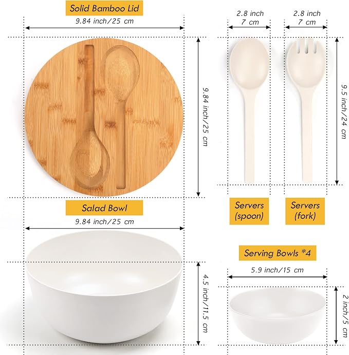 ShineMe Salad Bowl Set, 9.8inches Large Salad Bowl - Image 4