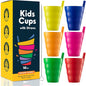 JoyServe 10 Oz Kids Straw Cups BPA-Free Stackable Drink Tumblers | Built-In by JoyServe