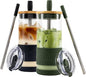 Pandaloo® Glass Cups With Lids and Straws -20 Fl Oz- Perfect Size Iced Coffee by Pandaloo