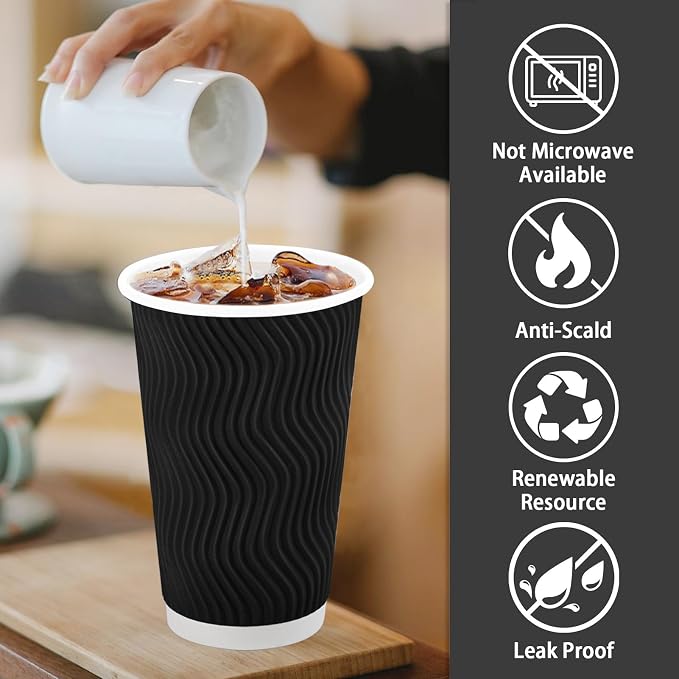 Lamosi 90 Pack Coffee Cups 16 oz, Disposable Paper Coffee Cups No Lids | - Image 3