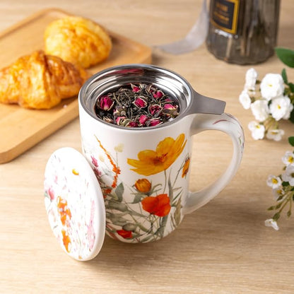 AmorArc Tea Cup With Infuser and Lid, 18oz Loose Leaf Tea Mug With Steeper | - Image 2