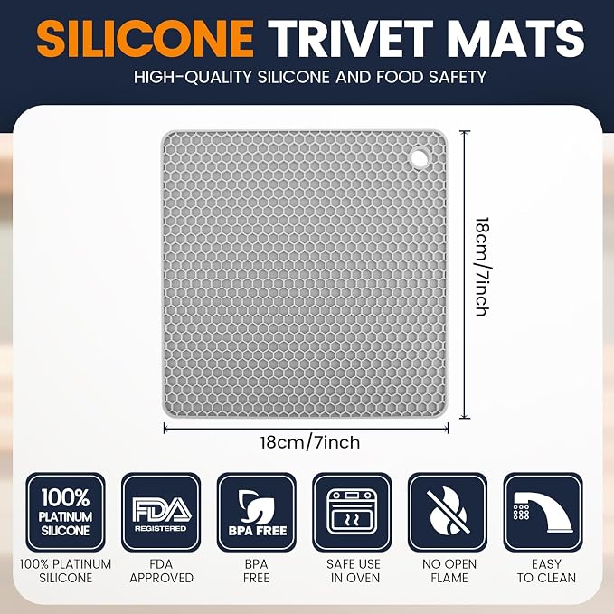 Silicone Trivet Mats 4 Heat Resistant Pot Holders Multipurpose Non-Slip Hot Pads - Image 2