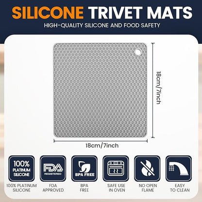 Silicone Trivet Mats 4 Heat Resistant Pot Holders Multipurpose Non-Slip Hot Pads - Image 2