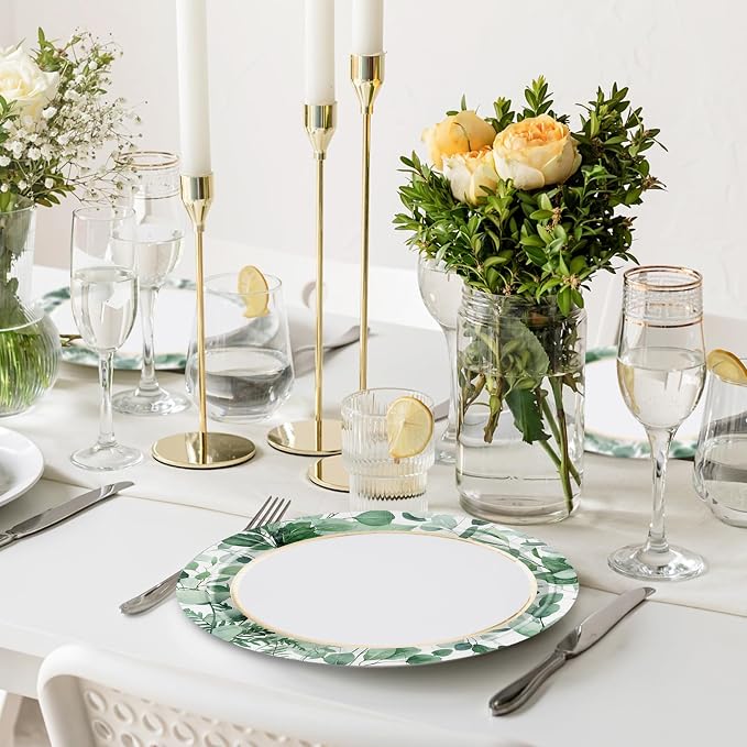 WRAPAHOLIC 25Pcs Eucalyptus Paper Plates - Image 4