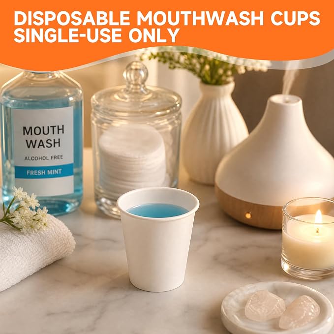 METAPRINT 600 Pack 3 oz Small Paper Cups, Disposable Bathroom Mouthwash Cups - Image 4