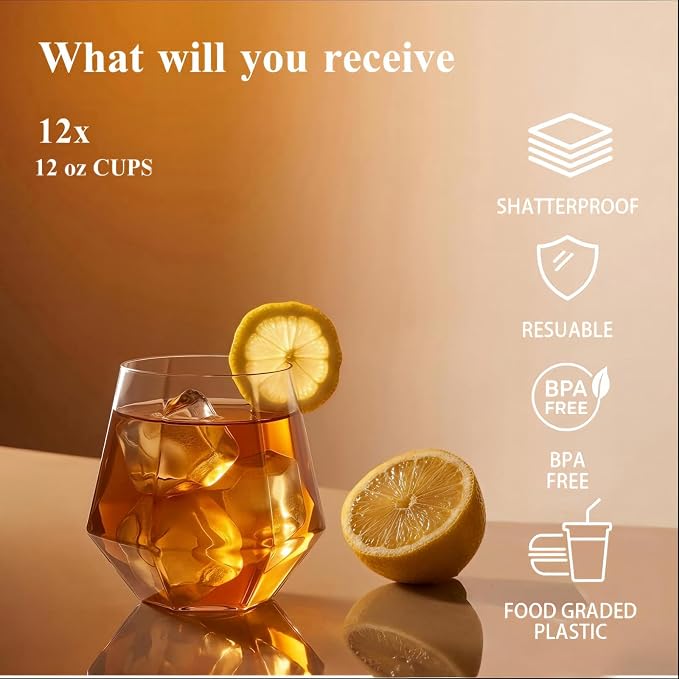 BESTSTAR 24 Pack Clear Plastic Wine Glasses Set, BPA-Free Shatterproof | 12 9 - Image 4