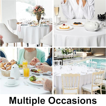 Smiry Round Table Cloth, Waterproof Anti-Scratch Polyester Tablecloth, Decorative Washable Fabric Table Cover for Dining, Buffet, Parties and Outdoor, 60x60, White