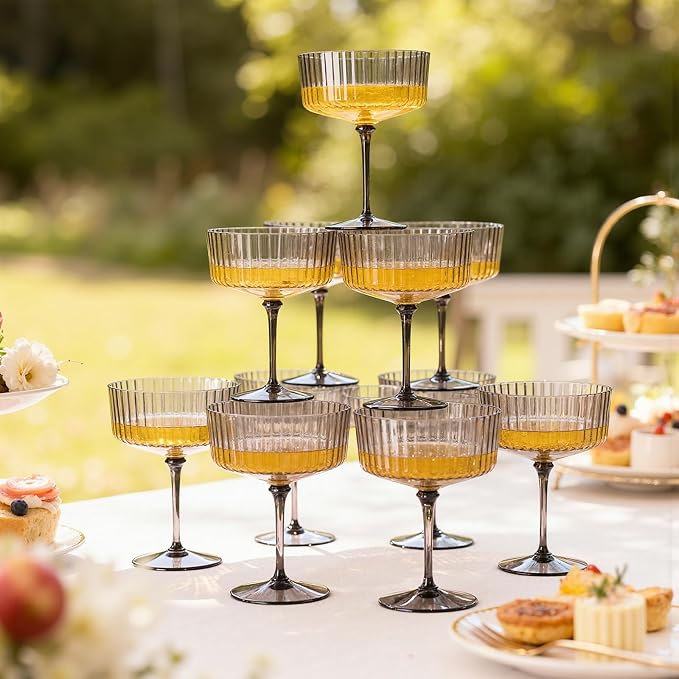 LIYH 20 Pcs Plastic Martini Glasses 10 Oz Clear Black | Disposable Martini - Image 4