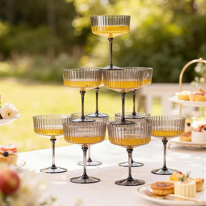 LIYH 20 Pcs Plastic Martini Glasses 10 Oz Clear Black | Disposable Martini - Image 4