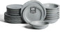 Stone Lain Oasis Stoneware 24 Piece Dinnerware Set, Home Kitchen Dish Set with Dinner Plates, Salad Plates & Bowls - Service for 8, Grey Blue