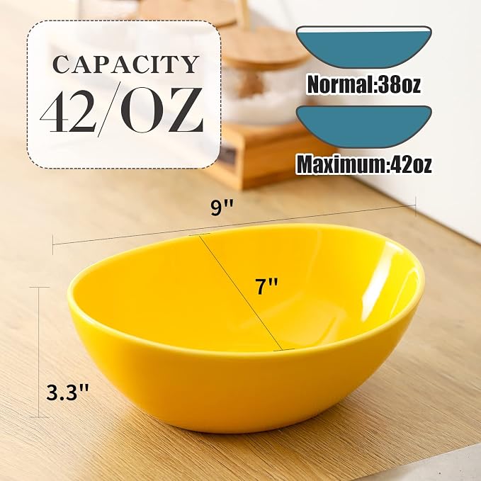 HASENSE Large Serving Bowls, Ceramic Salad Mixing Bowls, 42 Ounce Serving Dishes - Image 3