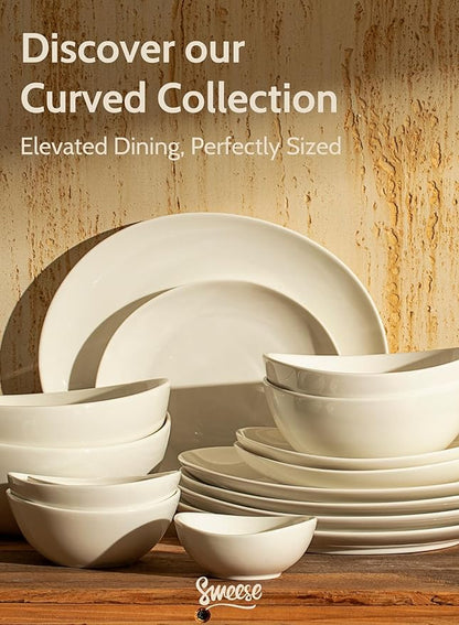 Sweese Porcelain 11 Inch Dinner Plates Set of 6 - White Dinner Plates - Dishwasher, Microwave, Oven Safe, Scratch Resistant