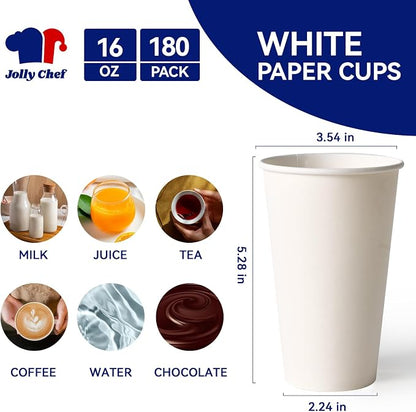 JOLLY CHEF 180 Count 16 oz Coffee Cups, or Tea, Suitable - Image 2