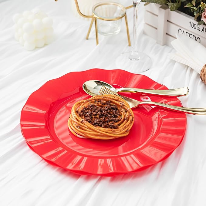 72 Pack Red Plastic Plates, Thanksgiving - Image 3