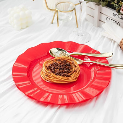 72 Pack Red Plastic Plates, Thanksgiving - Image 3