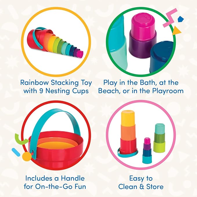 Battat Stacking Cups, Stack Up Cups Nesting Toy Set, 10 Pieces, Toddler | 9 - Image 4