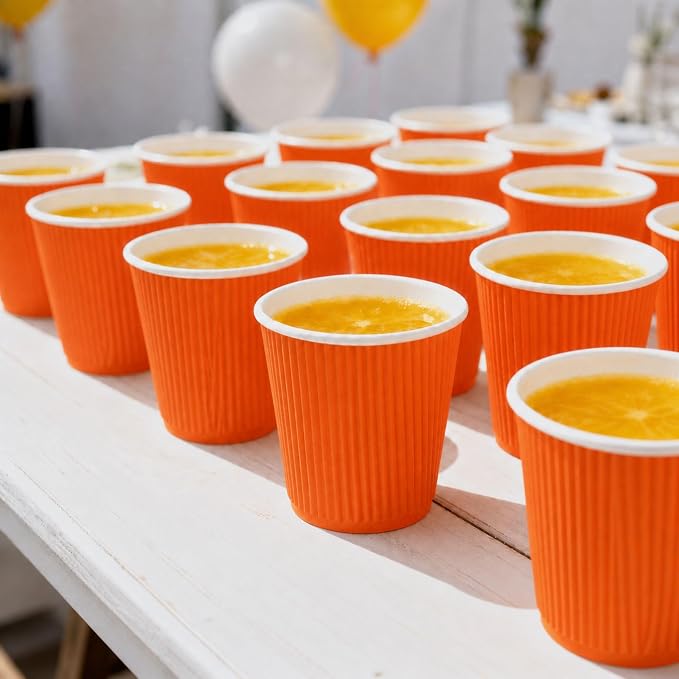 Restaurantware 8 Ounce Double Wall Disposable Coffee Cups, 500 Insulated Orange - Image 4
