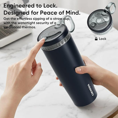 KISSKIND Leakproof Iced Coffee Tumbler 20 oz, Insulated Ceramic Lined Cup | - Image 10