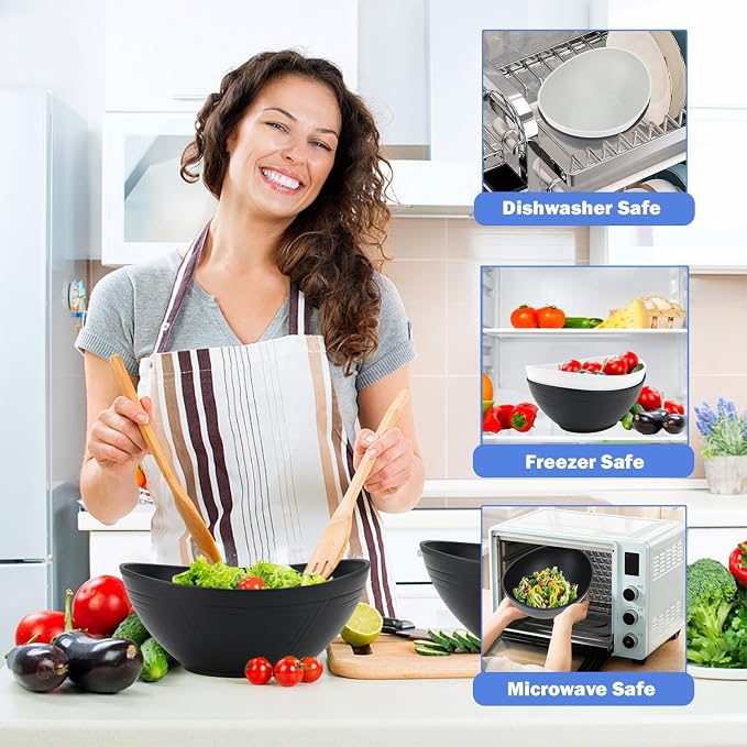 Big Wheat Straw Bowls, Unbreakable Large Salad Bowls, Dishwasher and Microware - Image 4