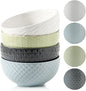 HASENSE Ceramic Cereal Bowls Set of 4, 26 OZ Soup Bowls, Embossed Stoneware by Hasense