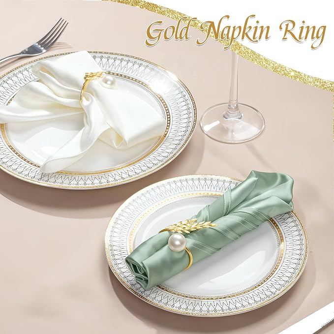 FrutPunch Gold Wheat Ear Pearl Shaped Napkin Rings Set of 12 | Gold Napkin Rings - Image 6
