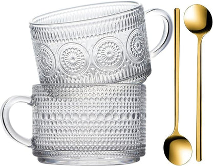 WHJY Vintage Glass Coffee Mugs by WHJY