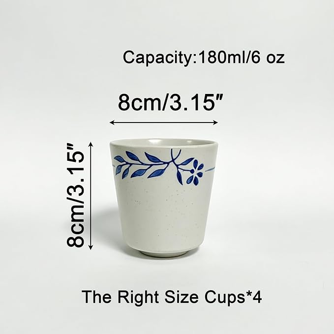 6 oz Chinese tea cups, Ceramic Coffee Cup, No Handle Teacup Matcha Mug - Image 7
