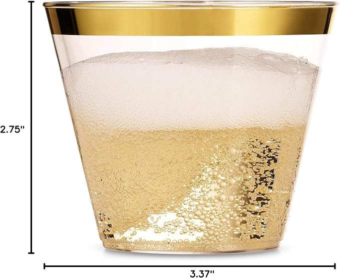 Munfix 100 9 Oz Clear Plastic Cups, Old Fashioned Tumblers, Fancy Disposable - Image 10