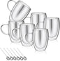 6 Pack Double Walled Glass Coffee Mugs by Unknown