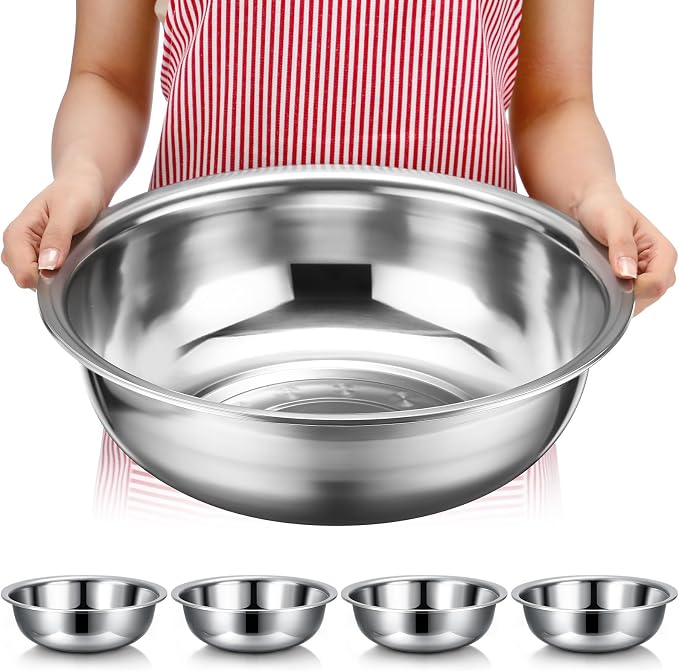Nuogo 4 Pcs Stainless Steel Mixing Bowls Metal Mixing Bowls Extra Large Basin by Nuogo