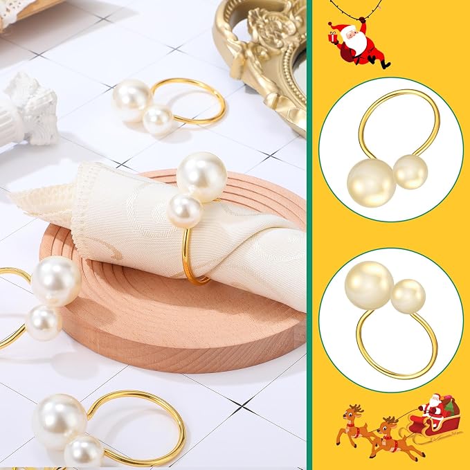 Sliner 24 Pcs Pearl Napkin Rings - Image 5