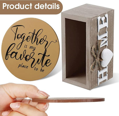 Queekay Coasters Set of 6 House Warming Gifts New Home Wooden Farmhouse Drink - Image 3