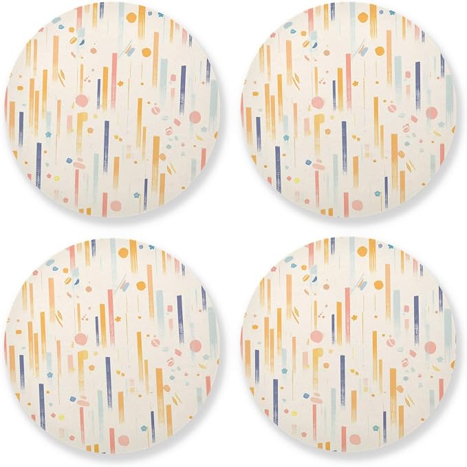 Stripes Tiny Dots Minimalist 4 Piecing Set Absorbent Coasters Corkboard by KLL