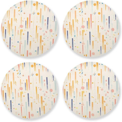 Stripes Tiny Dots Minimalist 4 Piecing Set Absorbent Coasters Corkboard by KLL