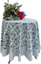 ATOSII Midnight Bloom 100% Cotton Spring Summer Round Tablecloth, Handblock Print Floral Table Cloth for Kitchen Dining Linen I Parties, Weddings, Outdoors, Holidays, Mother's Day I 60" Inches Round