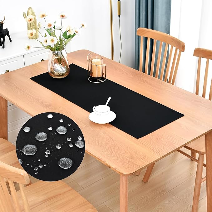 Faux Linen Small Table Runner Water Resistant 13 x 36 in, Coffee Table Runner by Nacuci