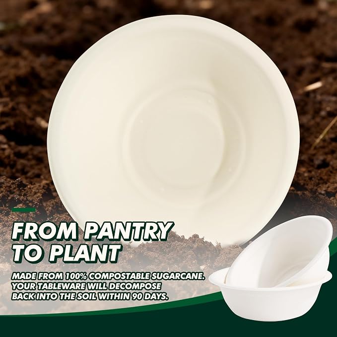 Paper Bowls 12 oz, Disposable Compostable Soup Bowls, Heavy Duty Biodegradable - Image 7