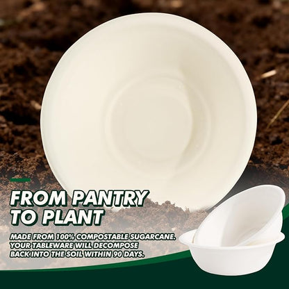Paper Bowls 12 oz, Disposable Compostable Soup Bowls, Heavy Duty Biodegradable - Image 7
