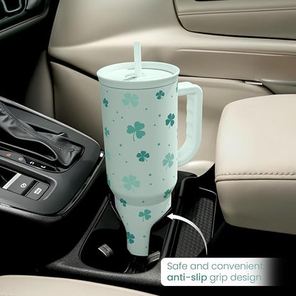 40oz Shamrock Tumbler with Handle and Straw - Image 7
