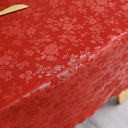Smiry Rectangle Table Cloth, Waterproof Heavy Duty Vinyl Tablecloths, Wipeable Washable Table Cover for Kitchen and Dining Room (Red, 54" X 108")