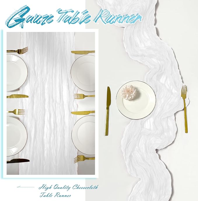 15 Pack White Cheesecloth Table Runner 17 x 108 inch Cheese Cloth Table Runners - Image 6